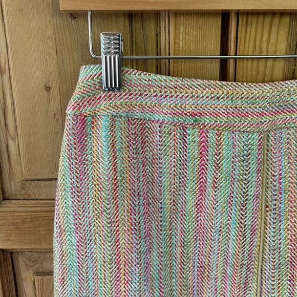 Trina Turk Tweed Pencil Skirt Rainbow Colorful Fringe Office Womens Size 2 - Picture 3 of 11